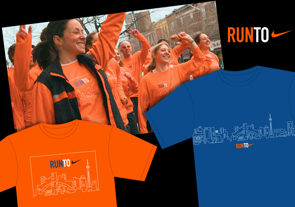 Ad campaign for a NIKE sponsored 10k run in Toronto: T-shirts.